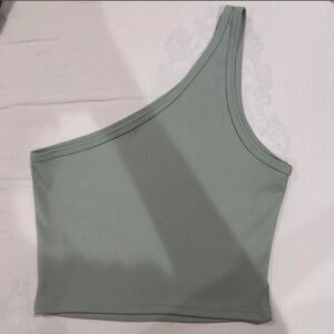 Sage green one shoulder crop top size medium